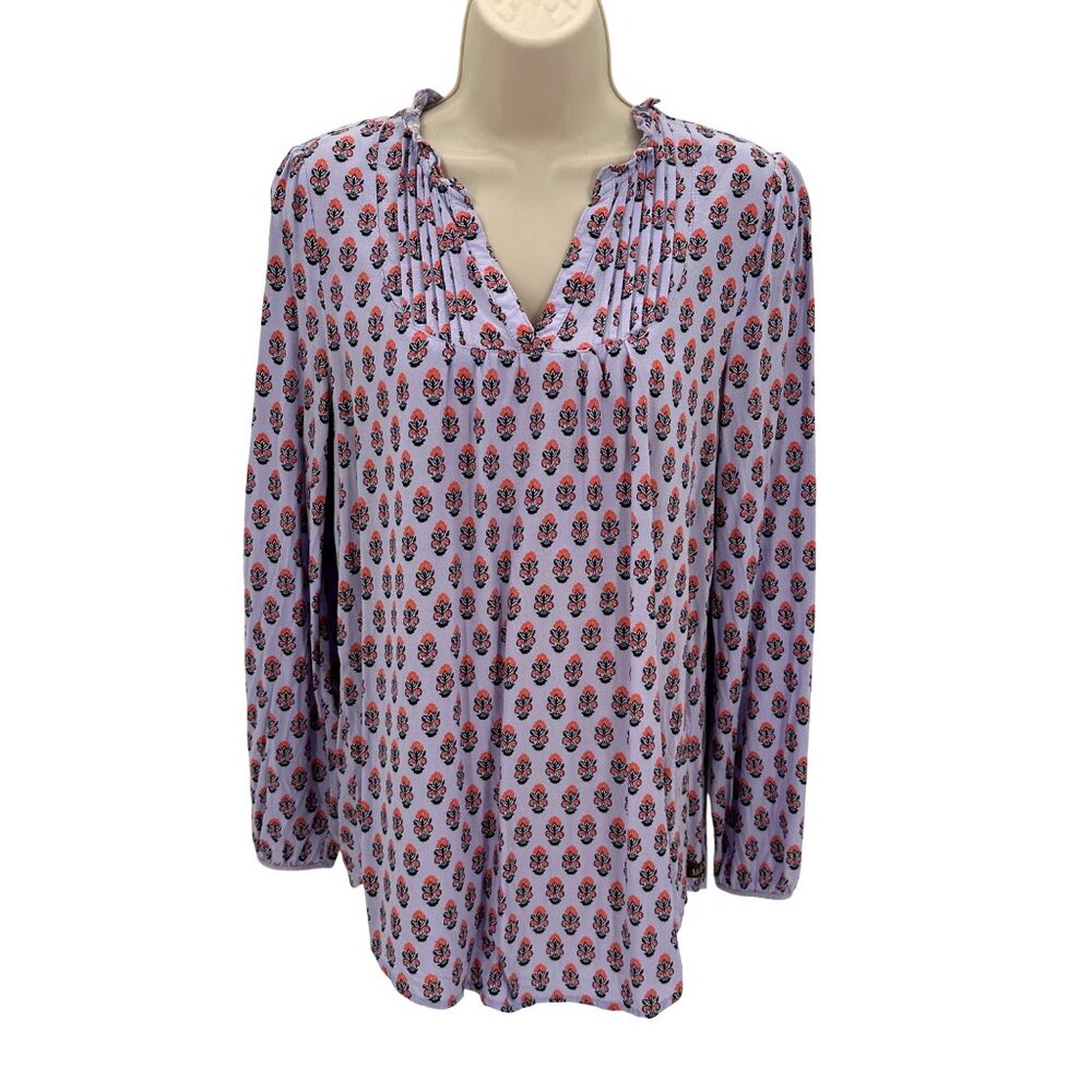 Matilda Jane Womens Lavender Floral Long Sleeve Pleated Blouse Size M